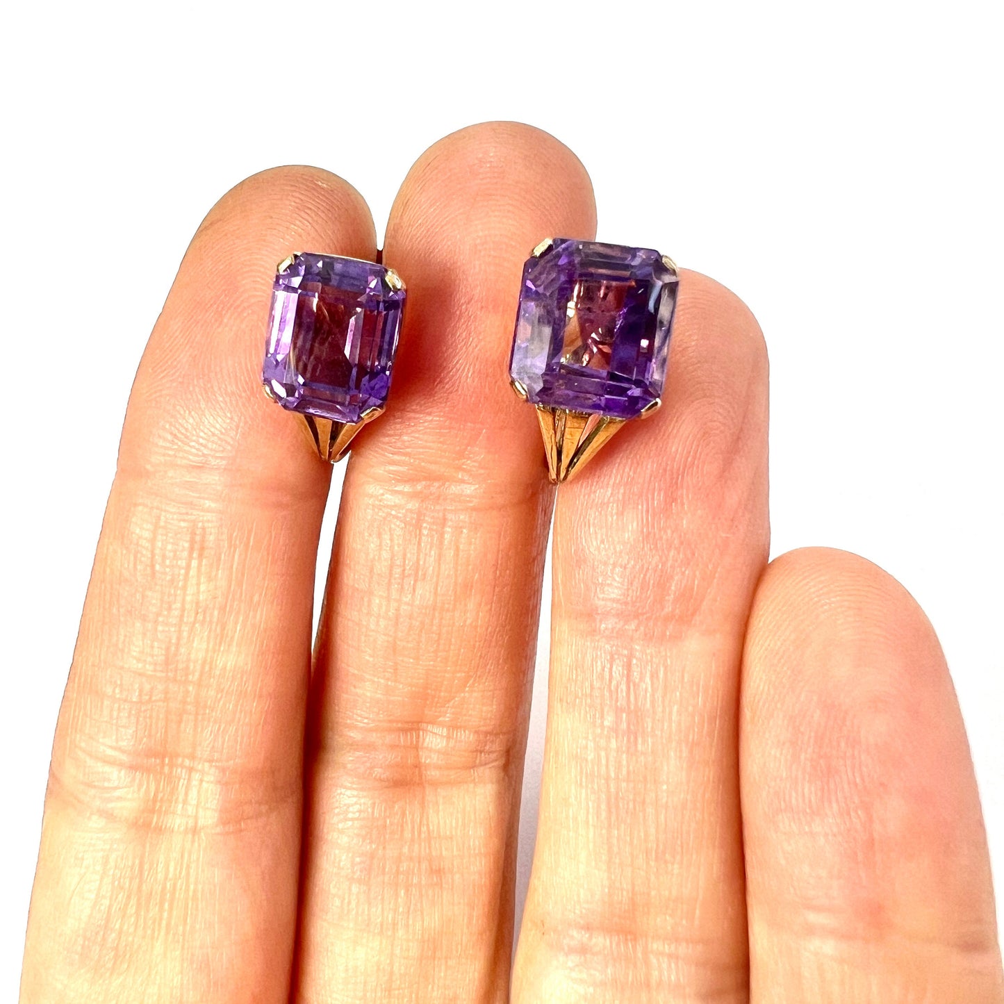 Vintage 9CT Gold Ametrine Screwback Earrings