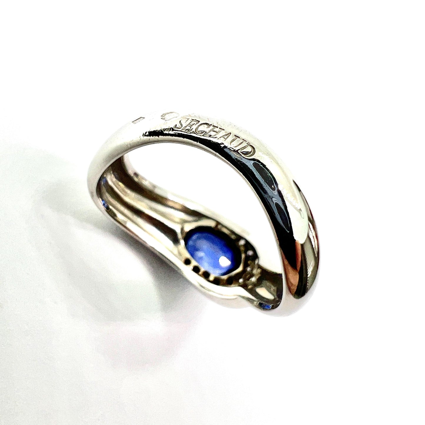 Vintage French 18CT White Gold Sapphire and Diamond Snake Ring