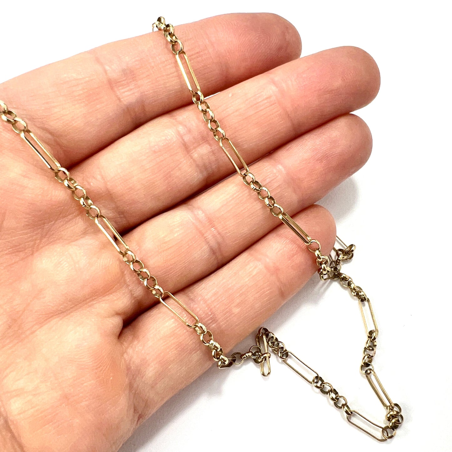 Long Vintage 9CT Gold Paperclip/Belcher Link Chain Necklace