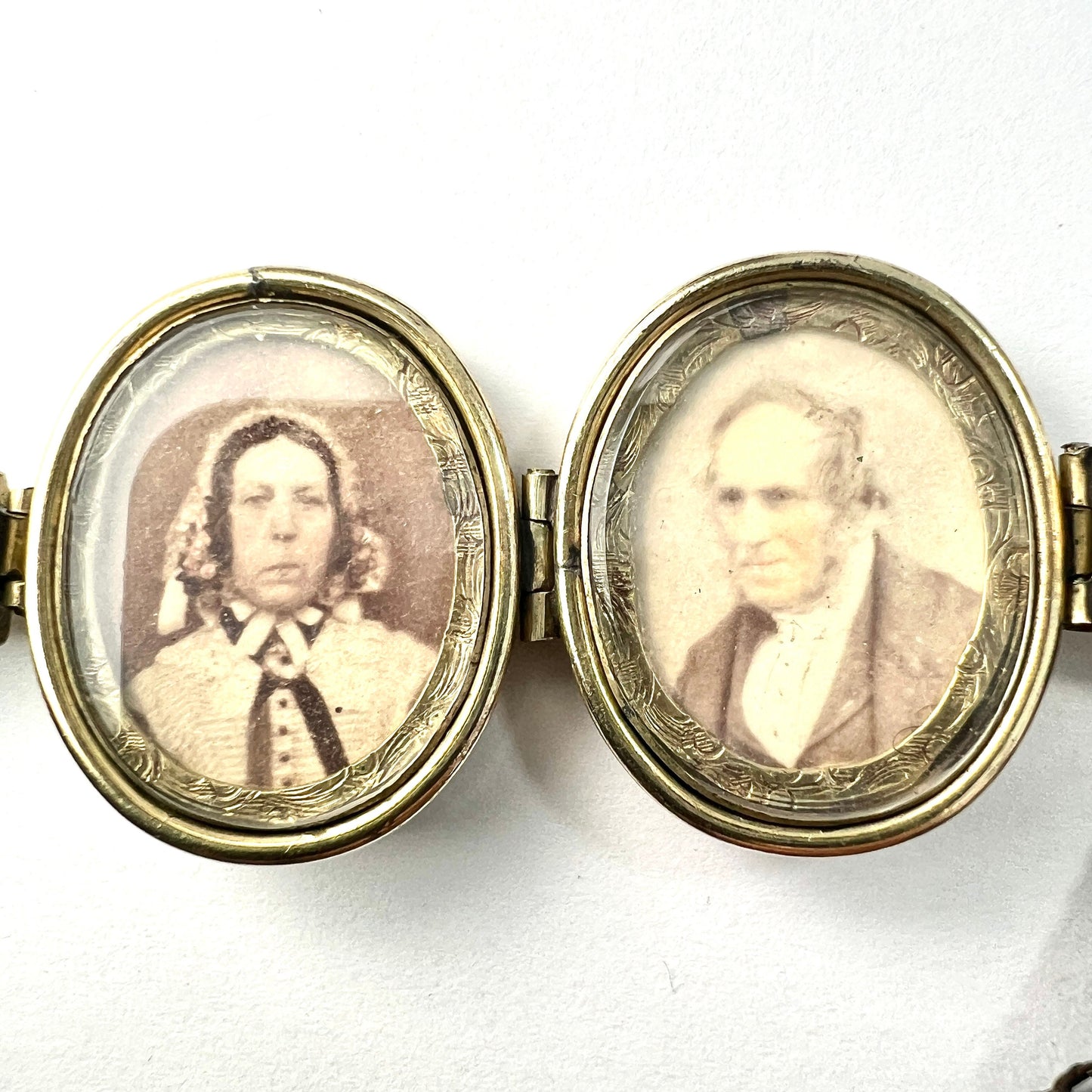 Victorian Double Portrait Woven Hair Memorial Bracelet