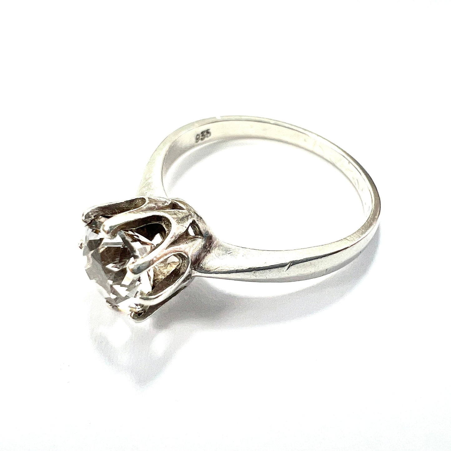 Vintage Silver Rock Crystal Solitaire Ring