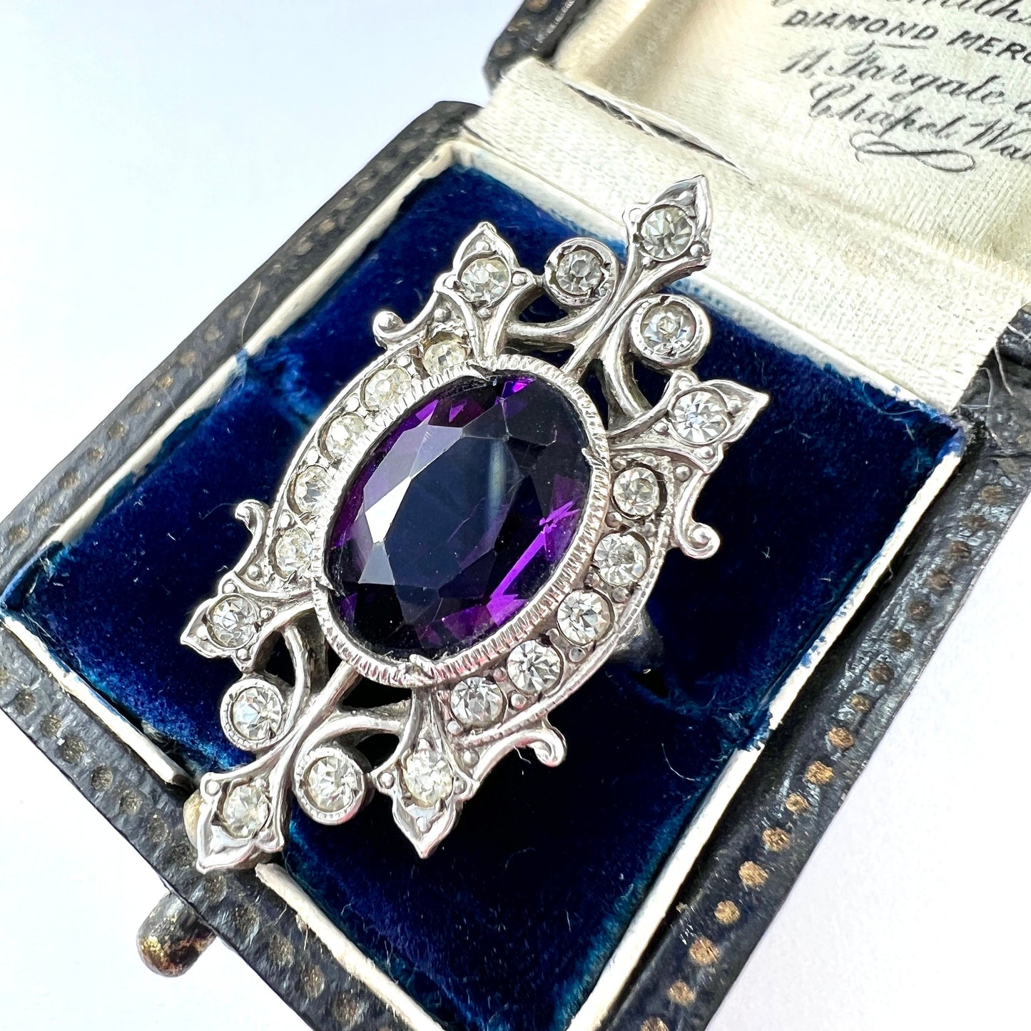 Victorian Silver Amethyst Paste Cocktail Ring