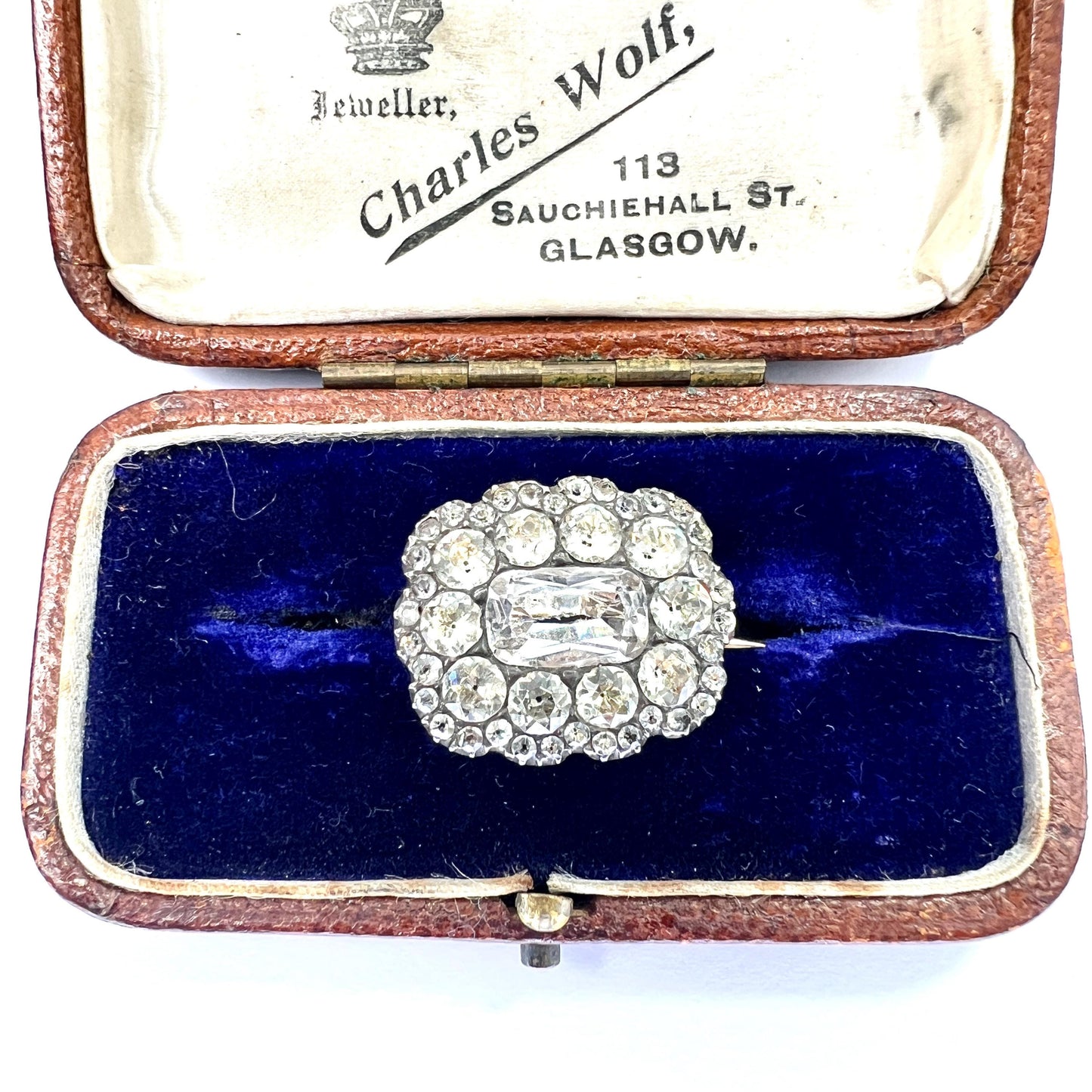 Georgian Silver Black Dot Paste Cluster Brooch