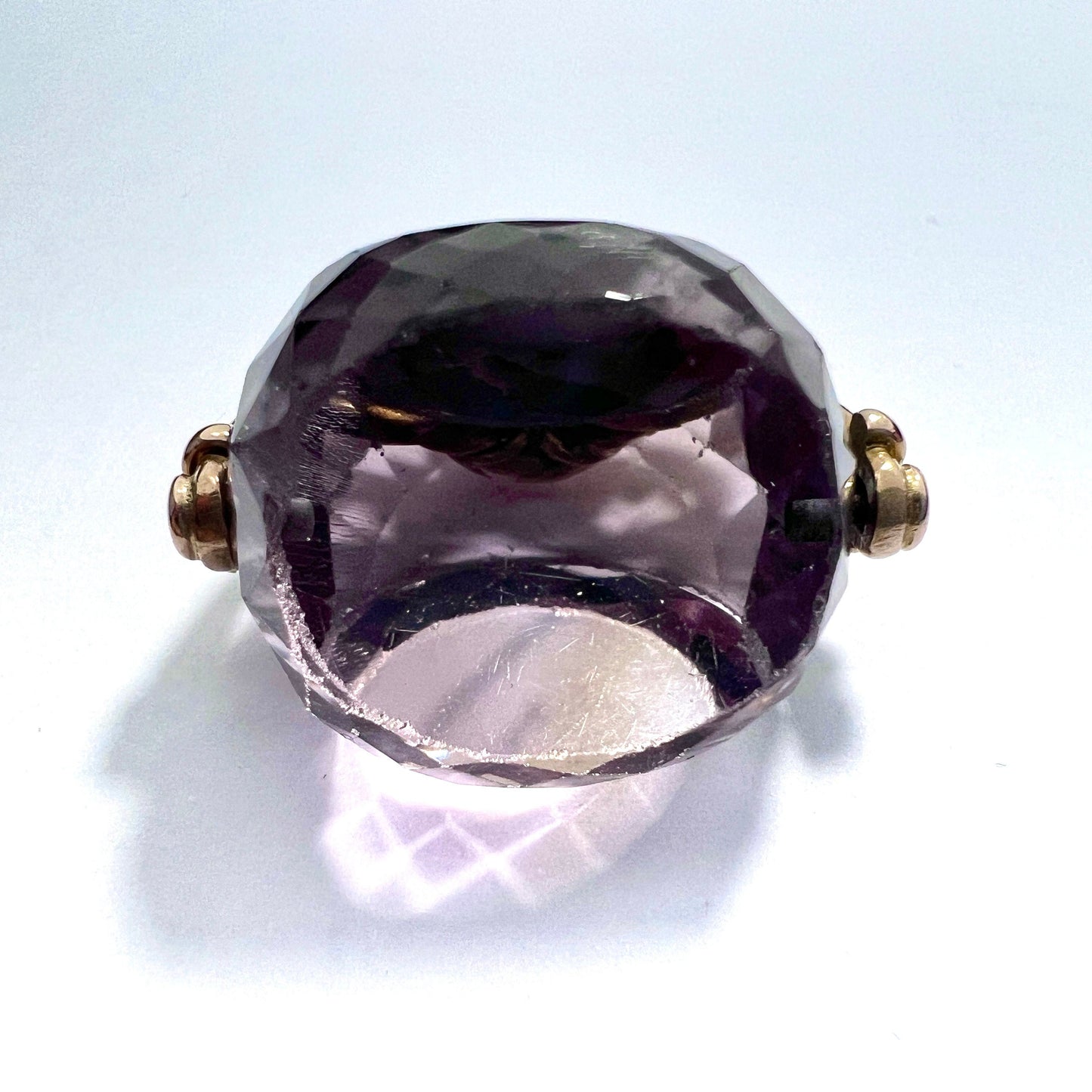 Large Edwardian Amethyst 9CT Gold Spinning Fob