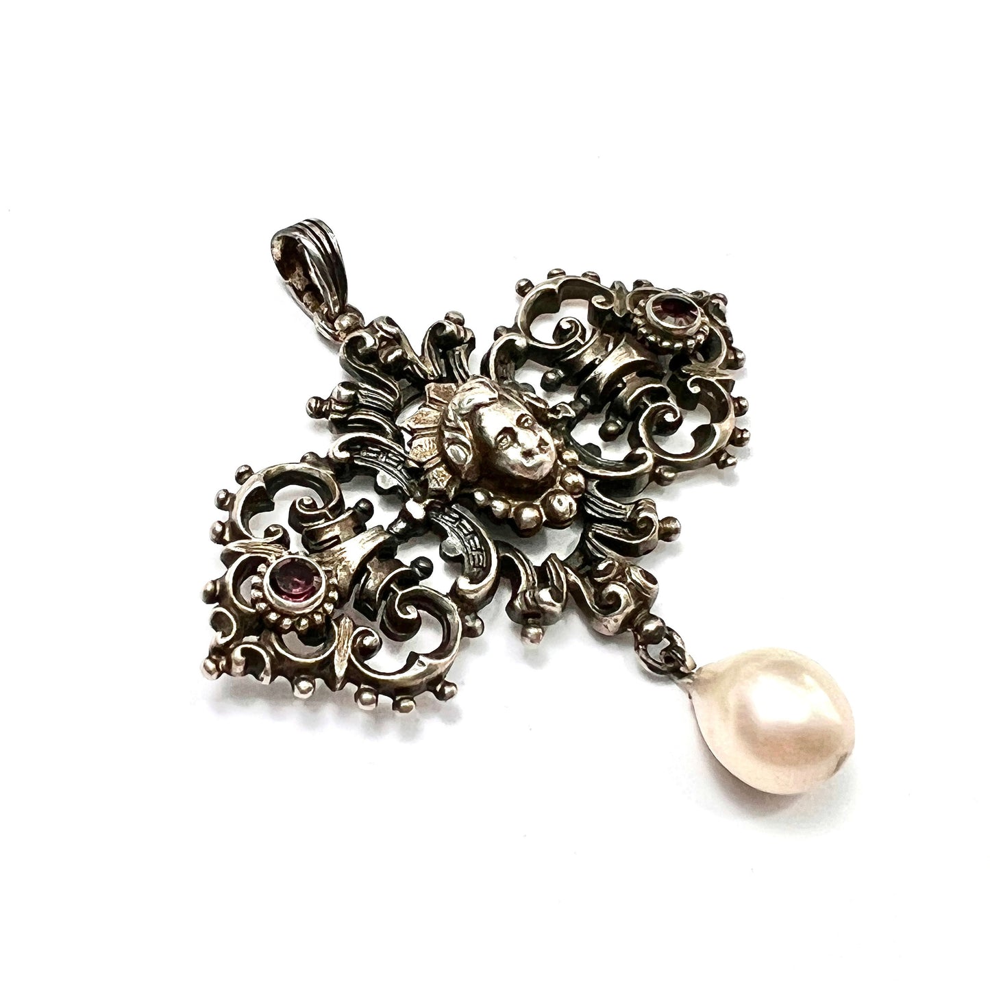 19th Century Silver Baroque Pearl Pendant