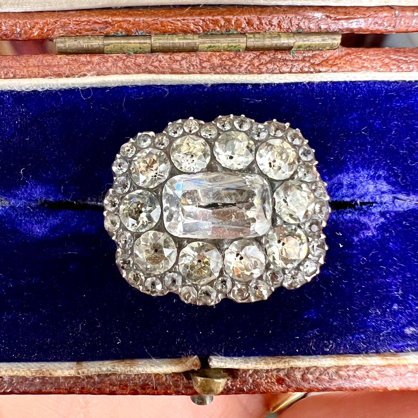 Georgian Silver Black Dot Paste Cluster Brooch