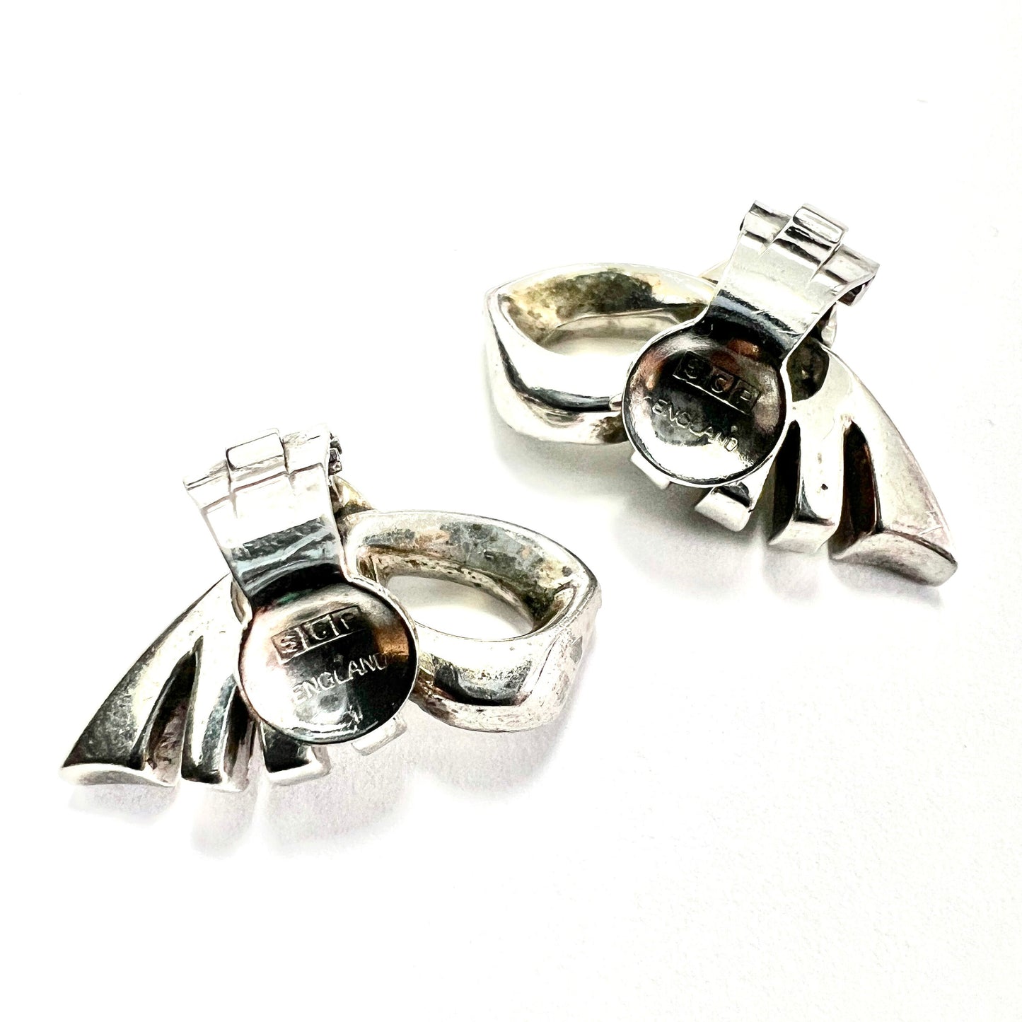 Art Deco Silver Ear Clips by Ciro