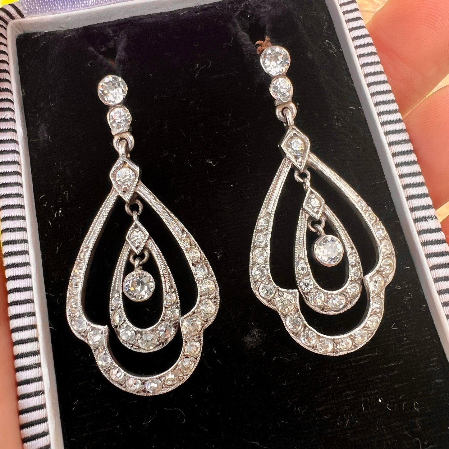 Art Deco Silver and Gold Paste Chandelier Earrings