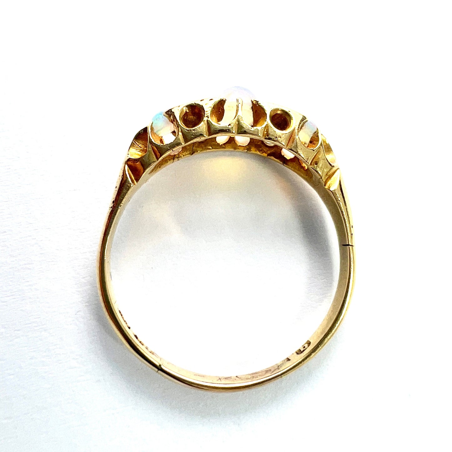 Victorian 18CT Gold Opal and Diamond Ring