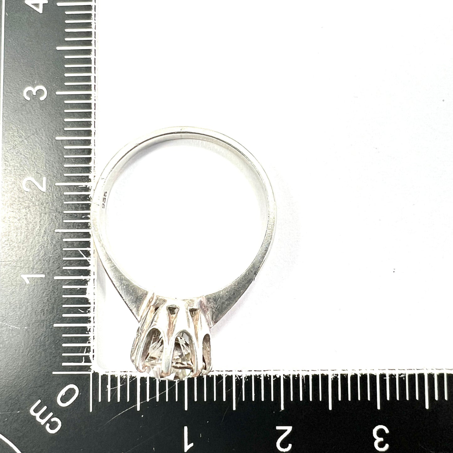 Vintage Silver Rock Crystal Solitaire Ring