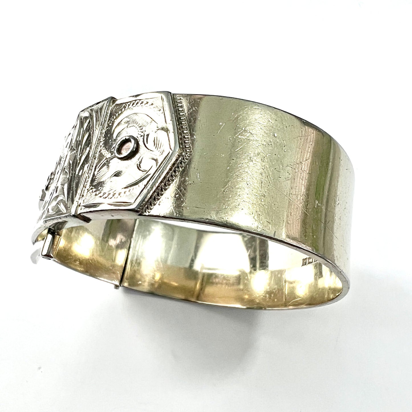 Vintage Silver Gilt Belt Buckle Cuff Bangle
