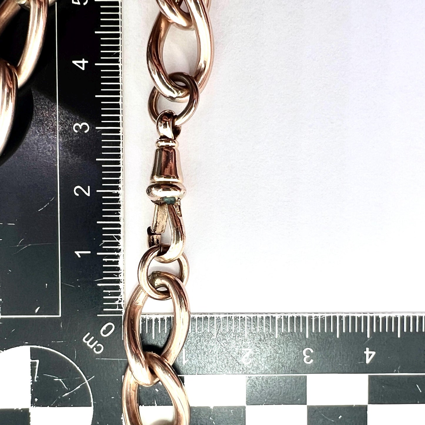 Chunky Antique Victorian Rolled Gold Albert Necklace Chain with Dog Clip