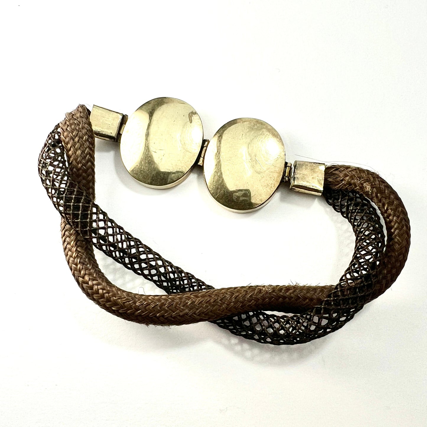 Victorian Double Portrait Woven Hair Memorial Bracelet