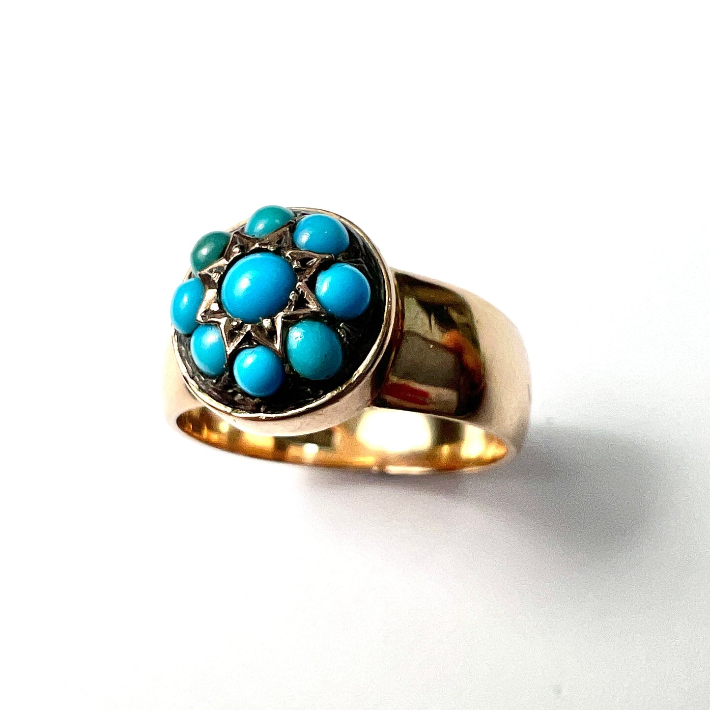 Victorian 18CT Gold Turquoise Star Ring