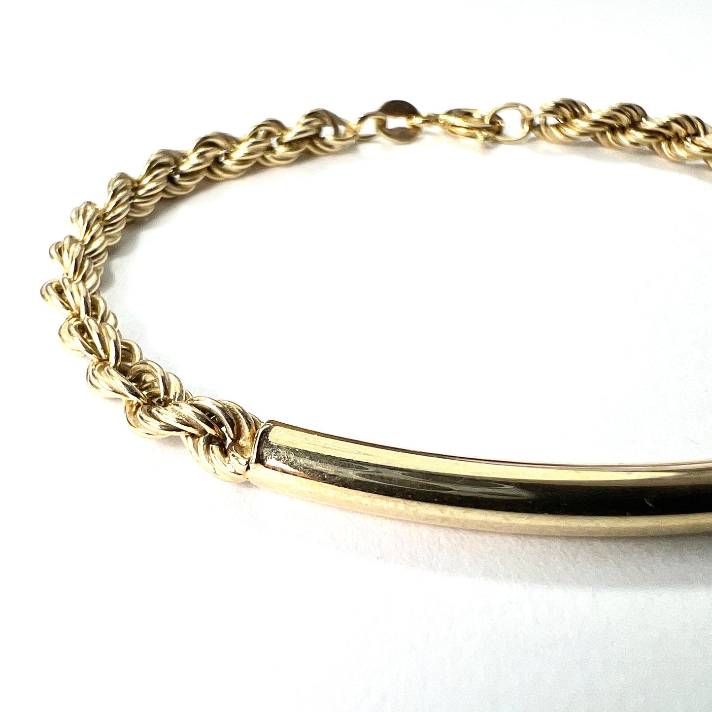 Vintage 9CT Gold Rope Twist Bracelet with Bar