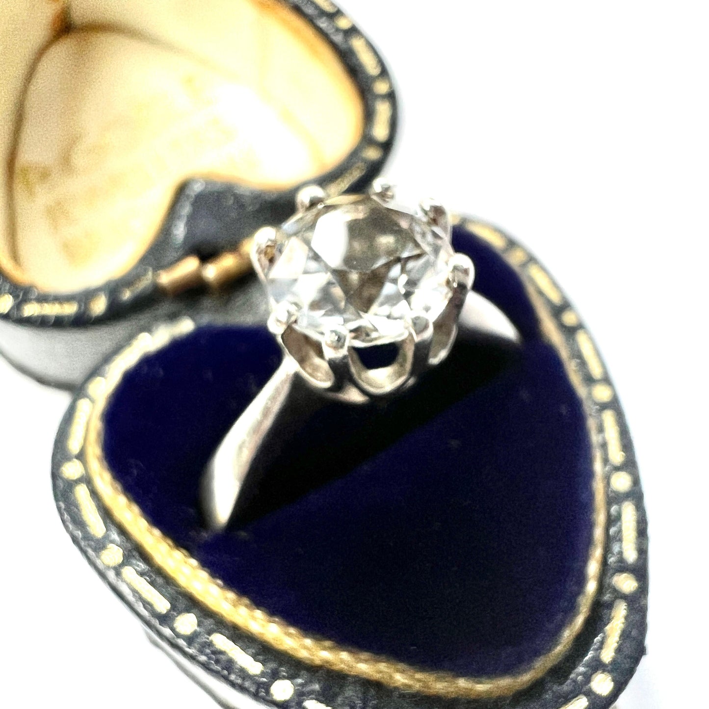 Vintage Silver Rock Crystal Solitaire Ring