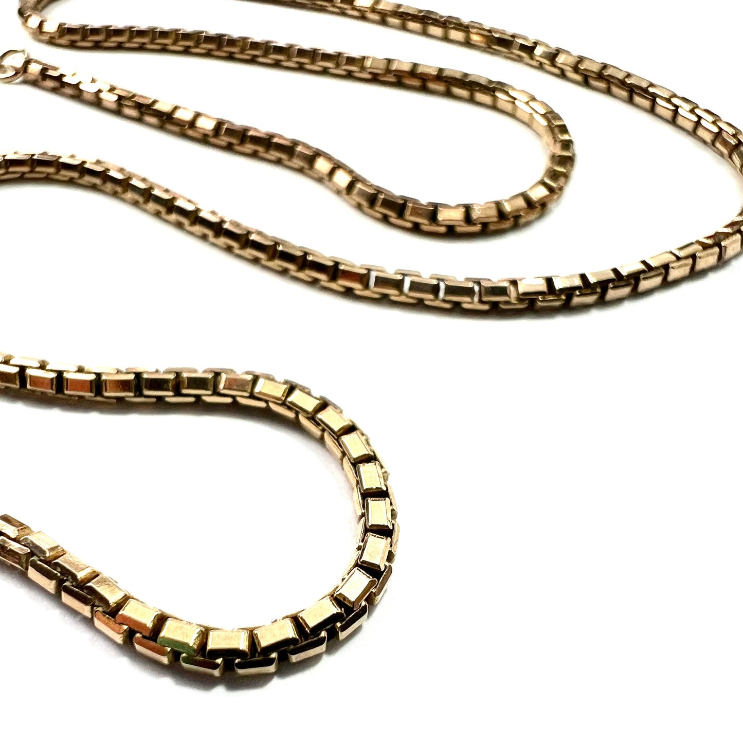 Vintage 9CT Gold Mirror Box Chain Necklace • 9.4g