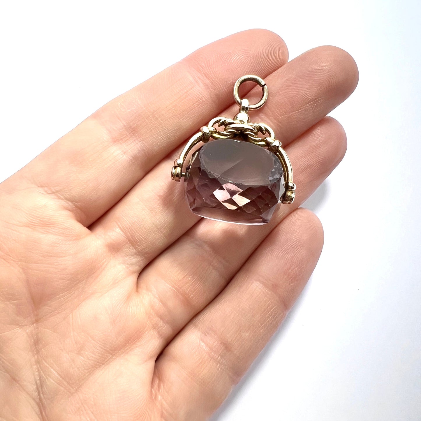 Large Edwardian Amethyst 9CT Gold Spinning Fob