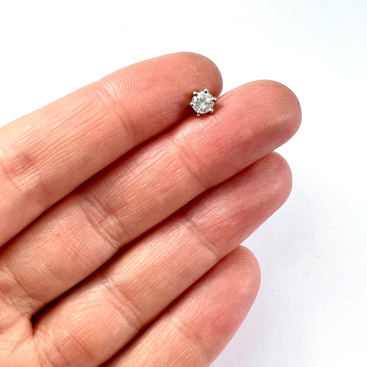Single Vintage 14CT White Gold 0.375CT Diamond Stud
