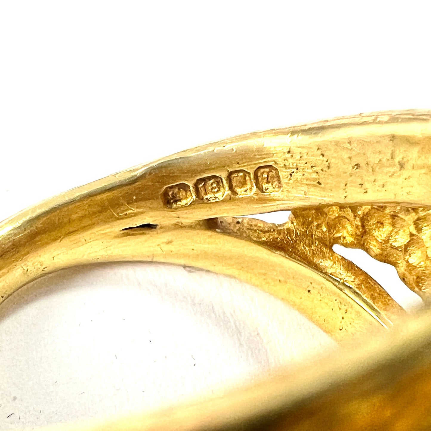 Huge Vintage 18CT Gold Diamond, Tourmaline and Pearl Modernist Cocktail Ring