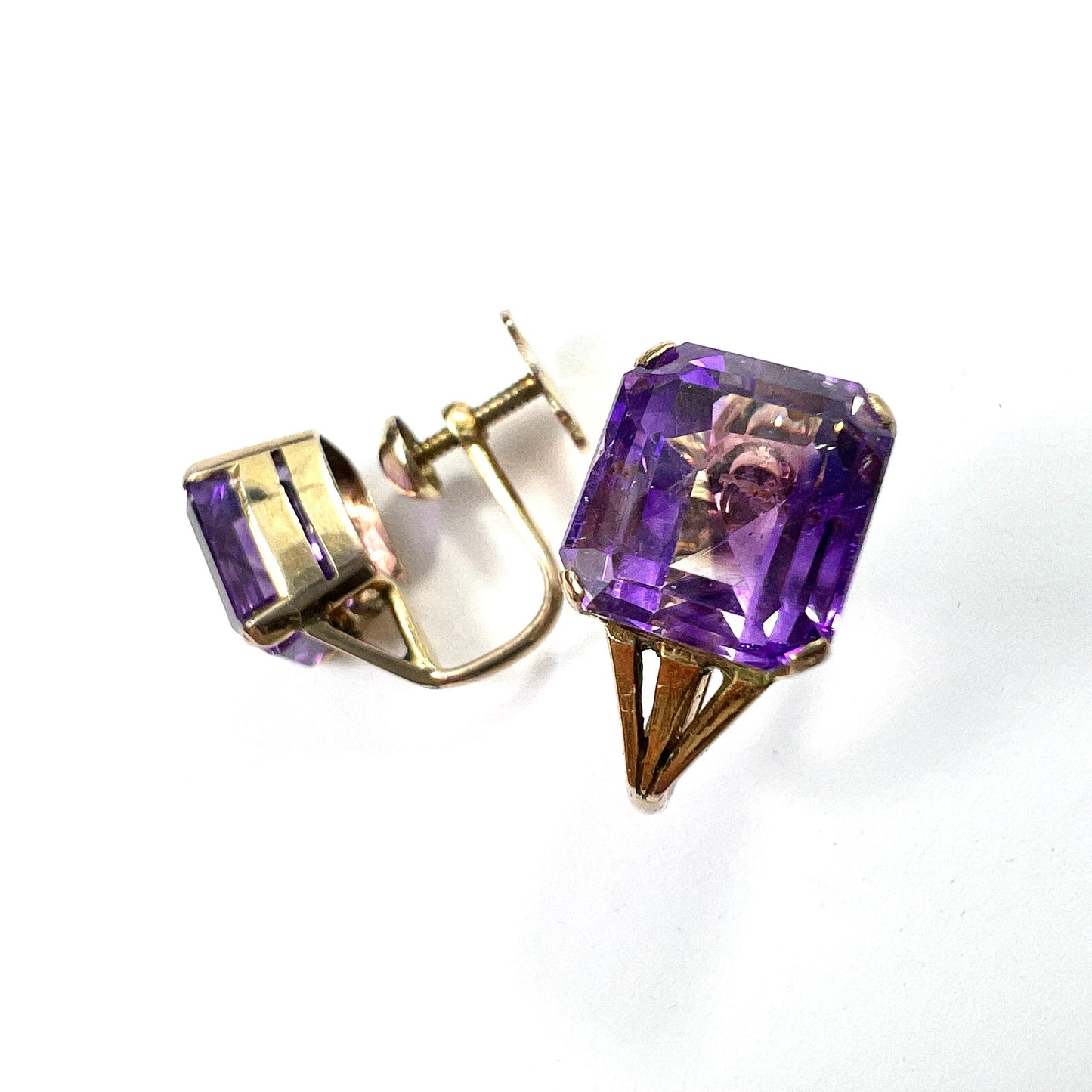 Vintage 9CT Gold Ametrine Screwback Earrings