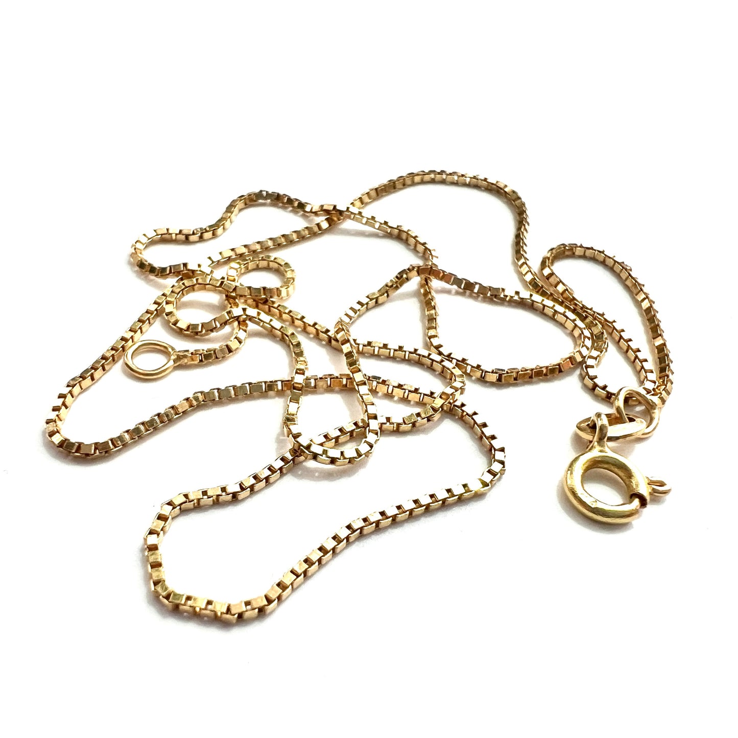 Vintage 18CT Gold Mirror Box Chain Necklace