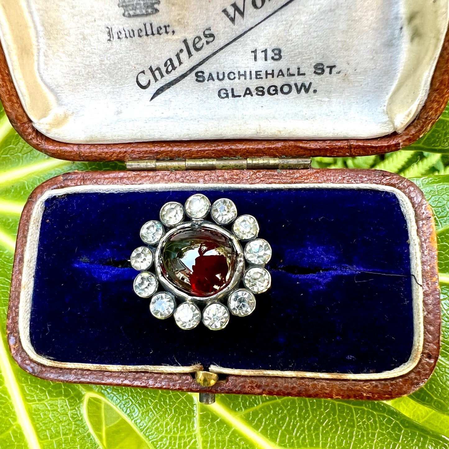 Georgian Silver Garnet Carbuncle Paste Cluster Brooch