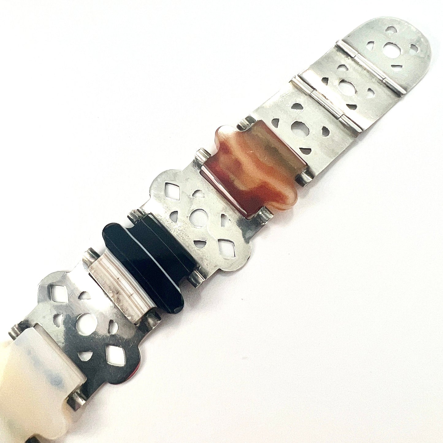 Victorian Scottish Agate Sterling Silver Buckle Bracelet