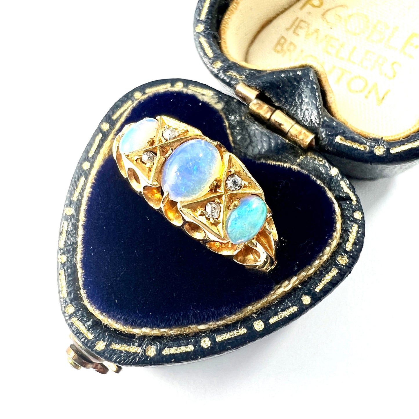Victorian 18CT Gold Opal and Diamond Ring