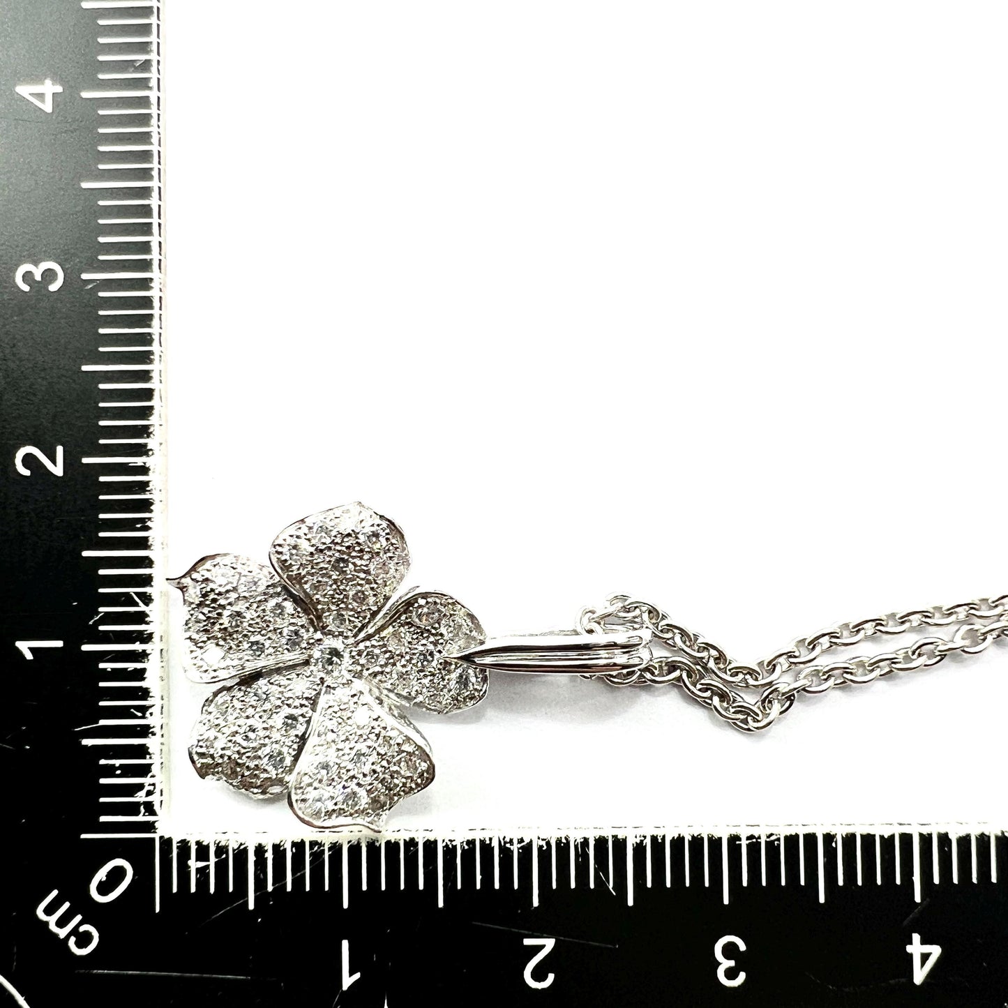 Vintage French Diamond 18CT White Gold Flower Necklace