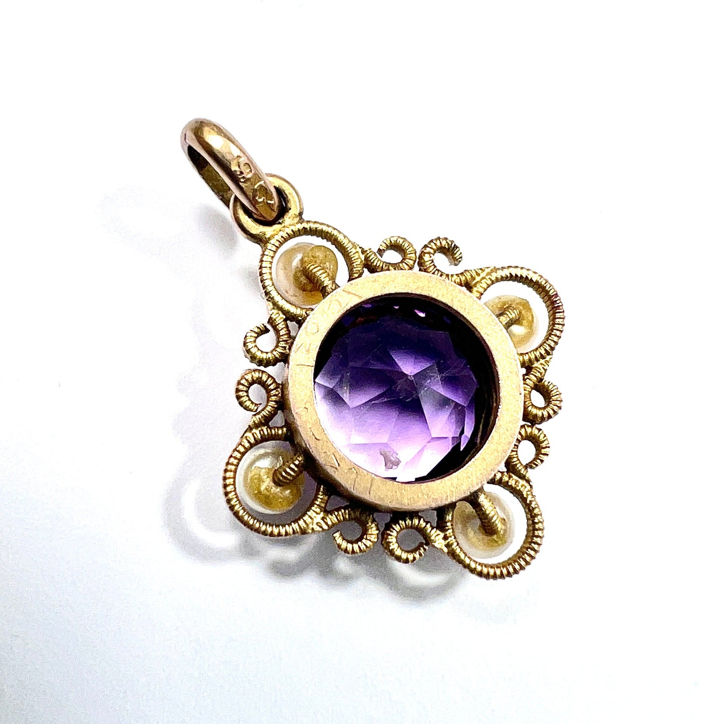 Antique Amethyst and Pearl 9CT Gold Pendant