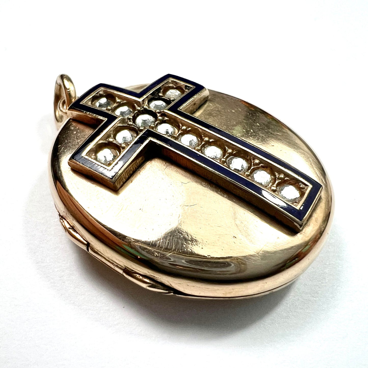 Large Victorian Rolled Gold Cross Locket Pendant