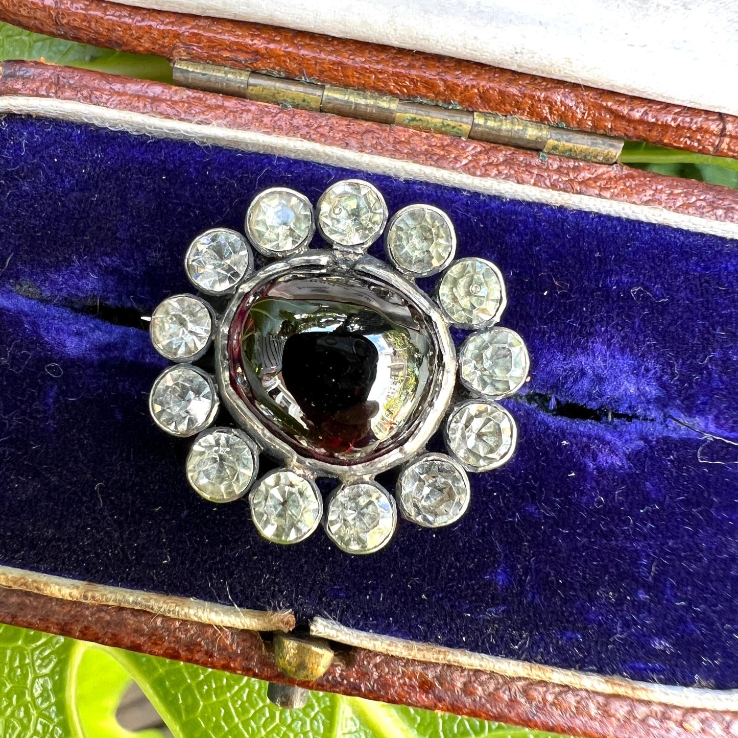 Georgian Silver Garnet Carbuncle Paste Cluster Brooch