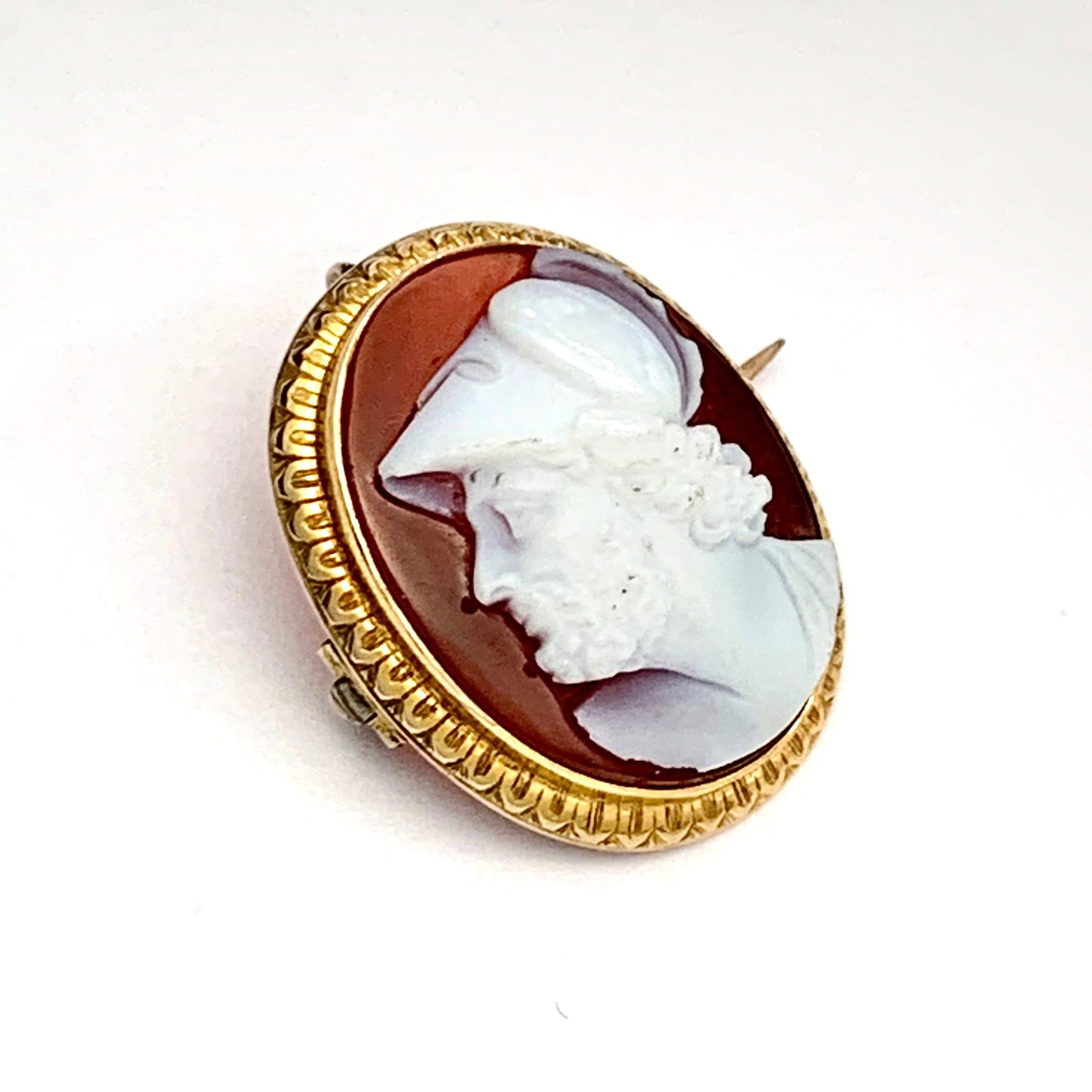 Victorian 9CT Gold Ajax Warrior Cameo Brooch