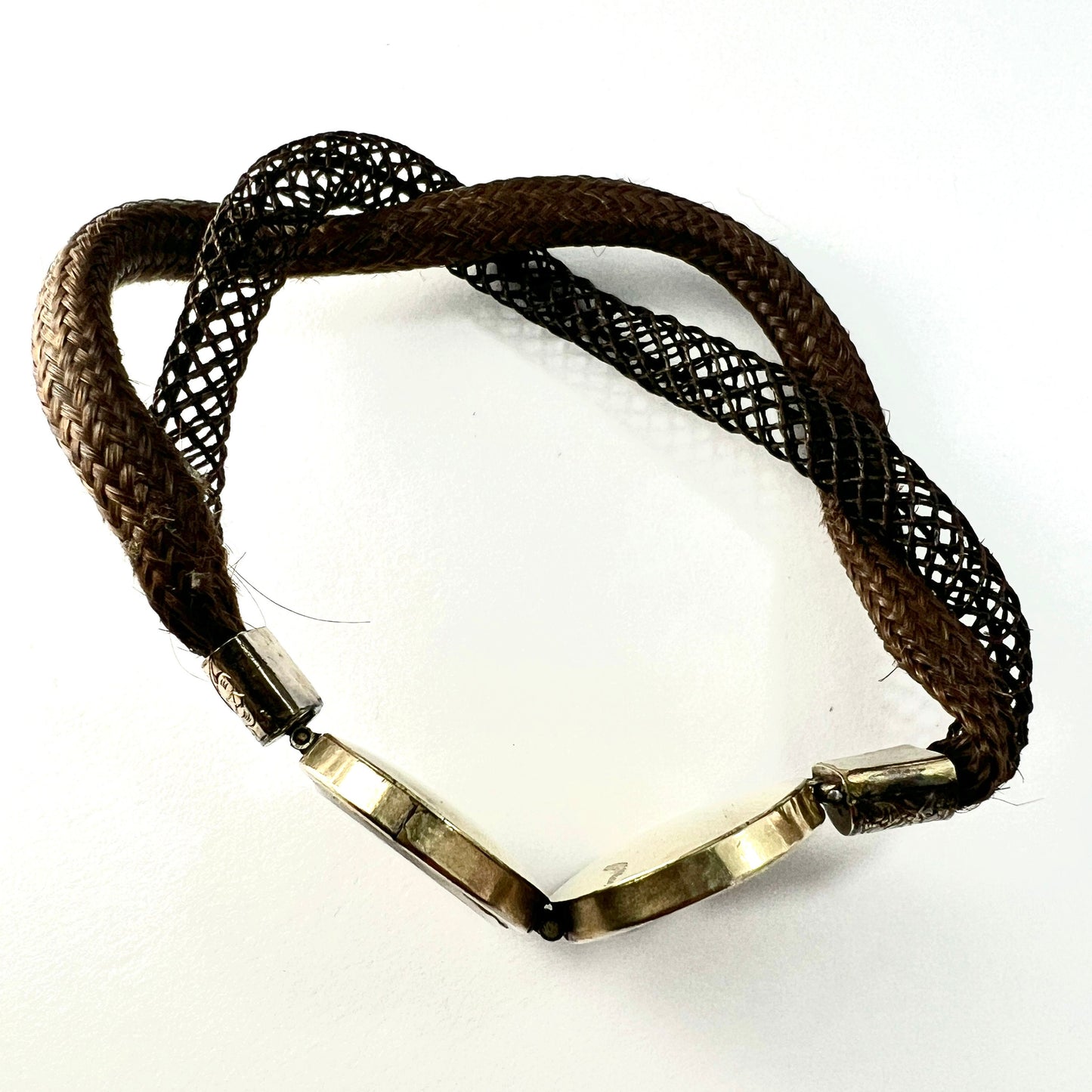 Victorian Double Portrait Woven Hair Memorial Bracelet