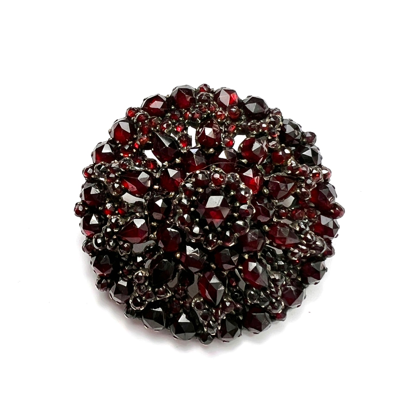 Large Victorian Rose-Cut Garnet Brooch