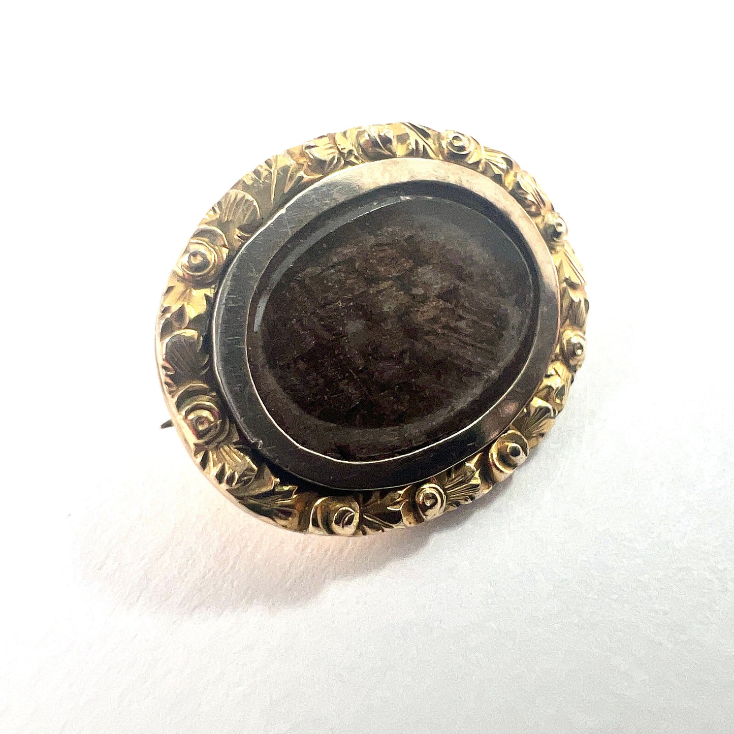 Small Georgian Gold Hair Mourning Brooch