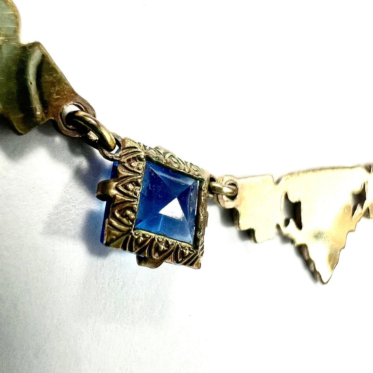 Vintage Art Deco Enamelled Rolled Gold Paste Necklace