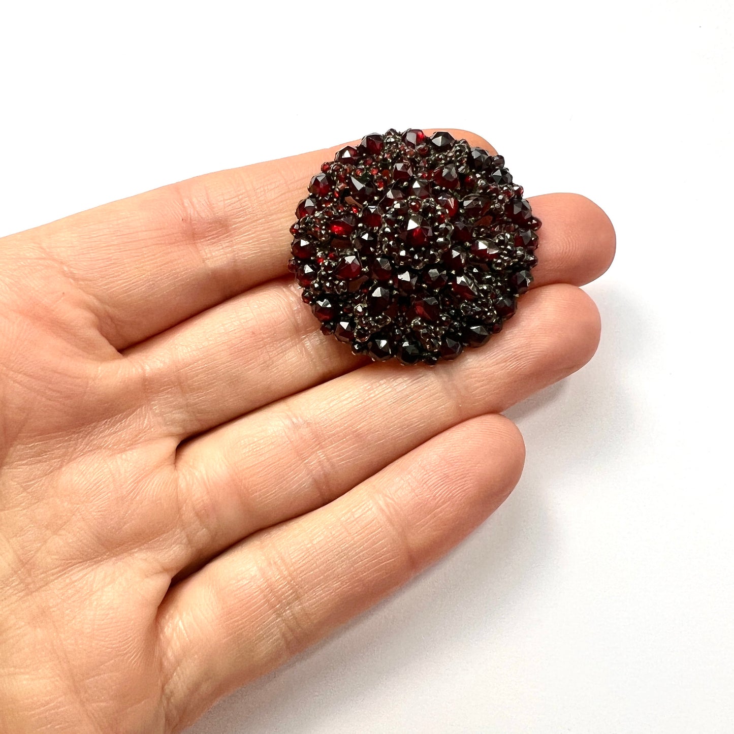 Large Victorian Rose-Cut Garnet Brooch