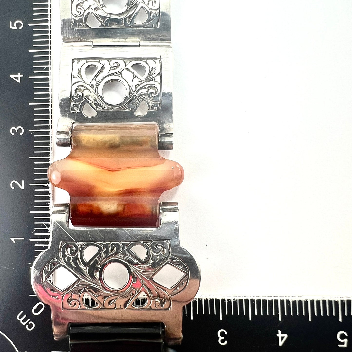 Victorian Scottish Agate Sterling Silver Buckle Bracelet