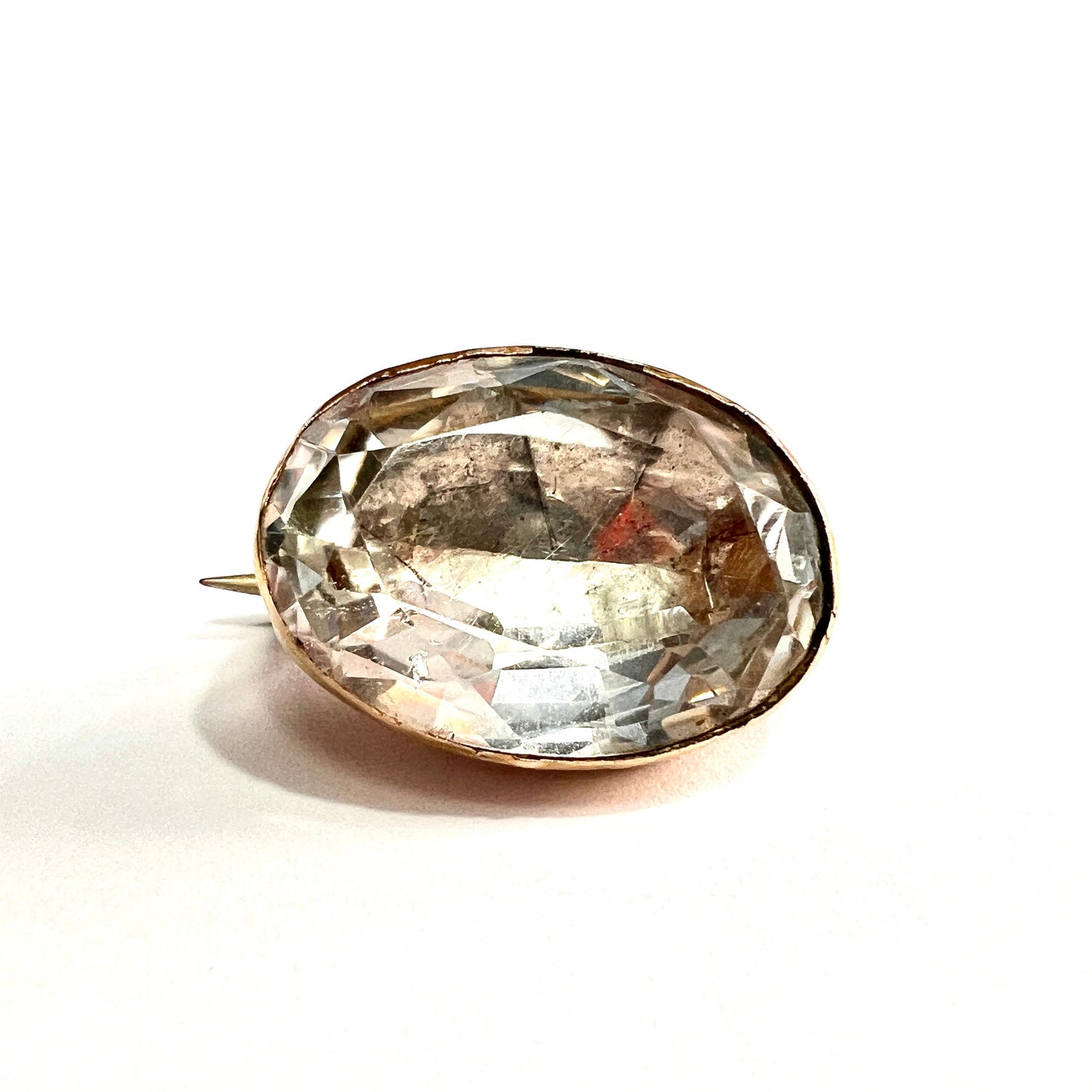 Georgian 15CT Gold Foiled Rock Crystal Brooch