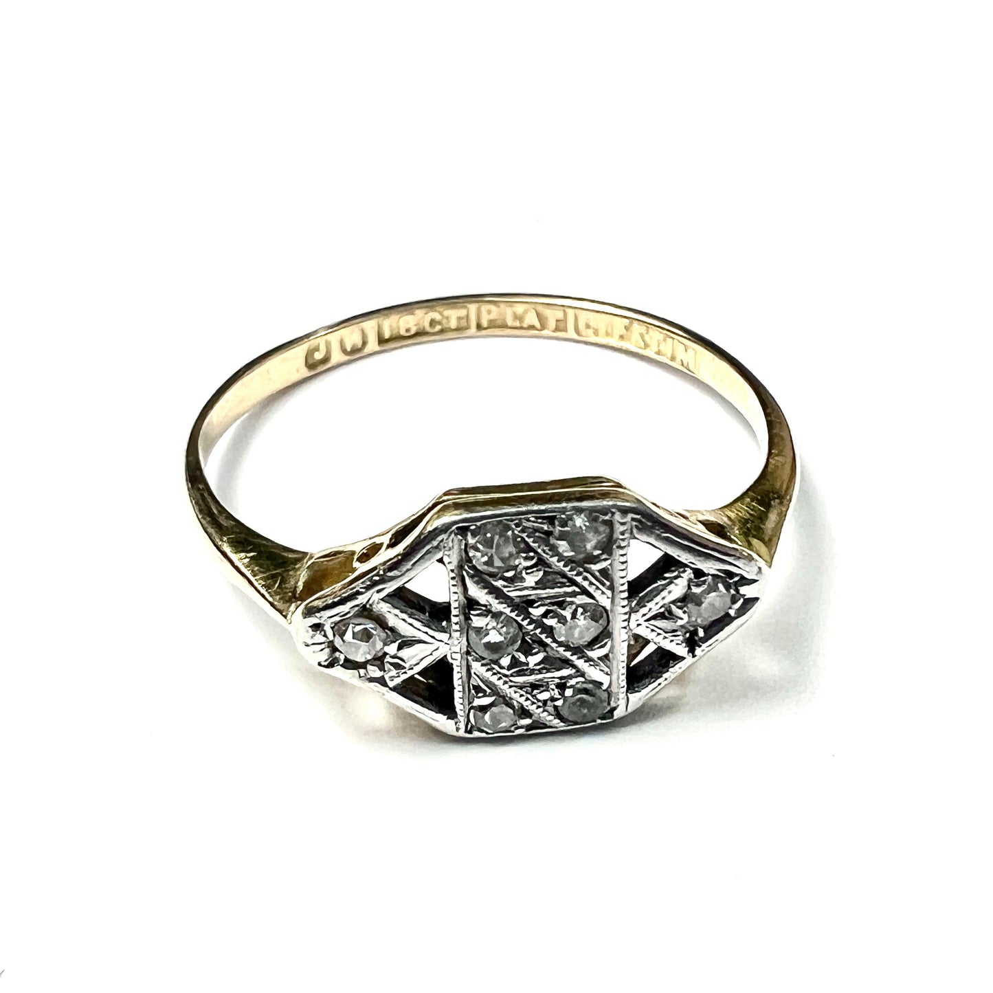 Art Deco Diamond 18CT Gold Platinum Ring