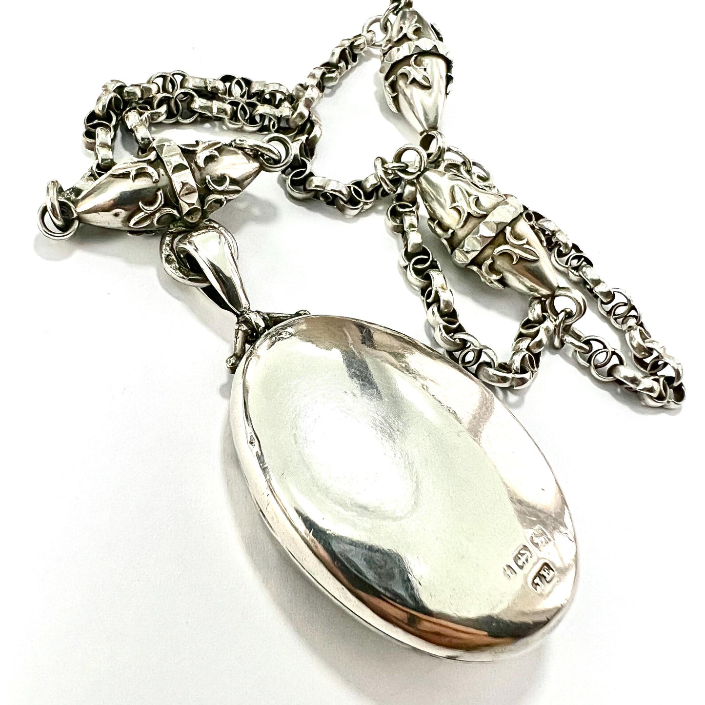 Edwardian Silver Photograph Locket Pendant Necklace
