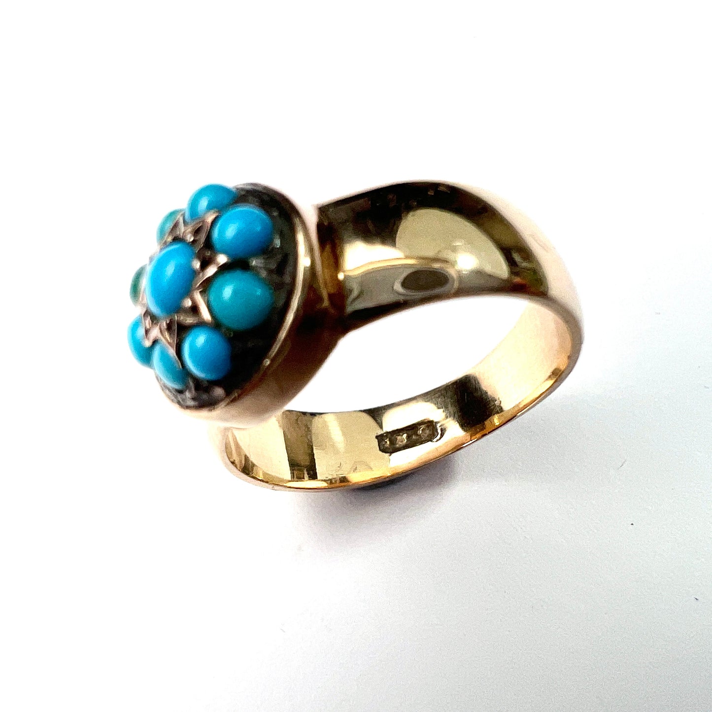 Victorian 18CT Gold Turquoise Star Ring