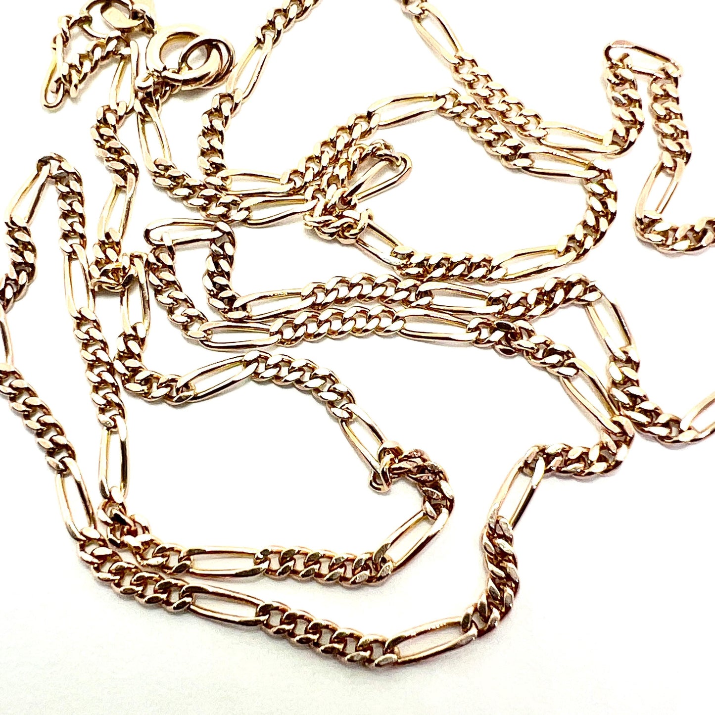 Vintage 9CT Rosy Gold Figaro Chain Necklace