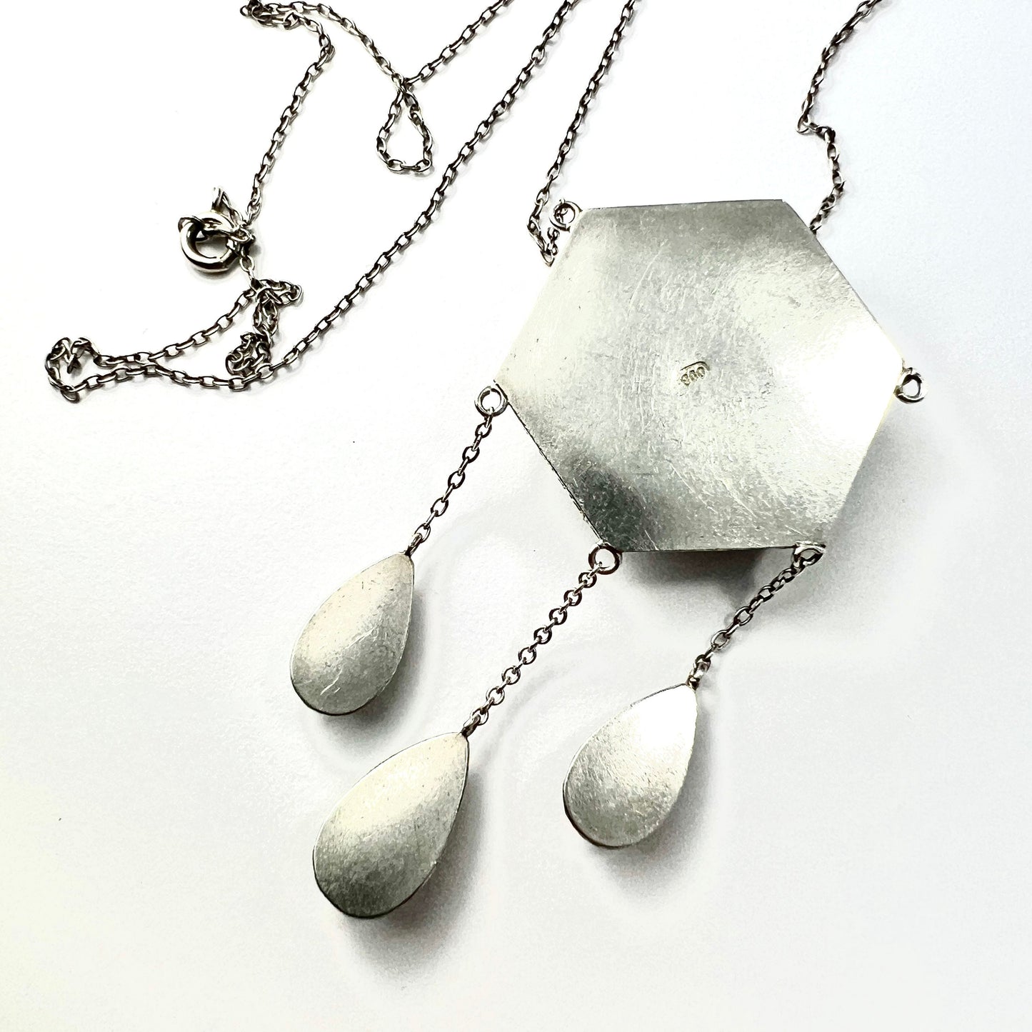 Victorian Italian Micro Mosaic Silver Girandole Necklace