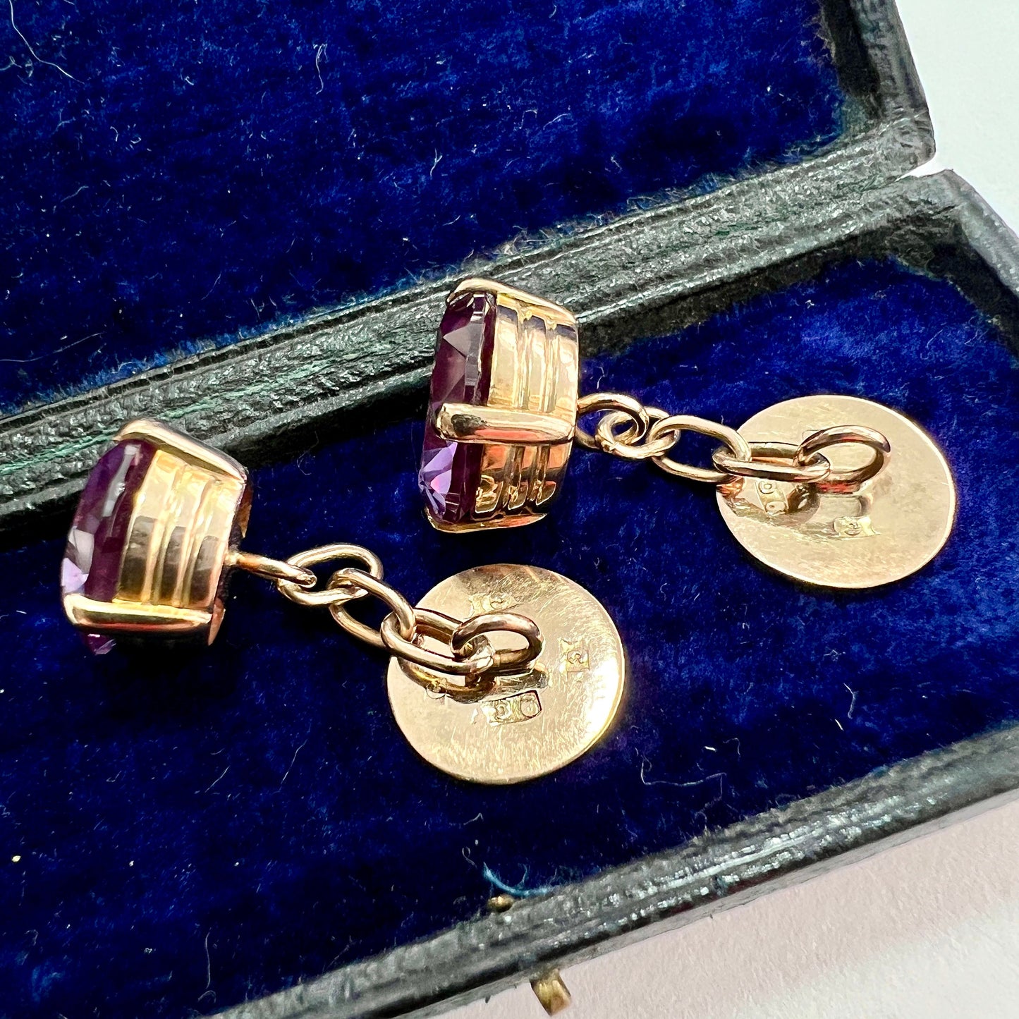Antique 9CT Gold Corundum Cufflinks