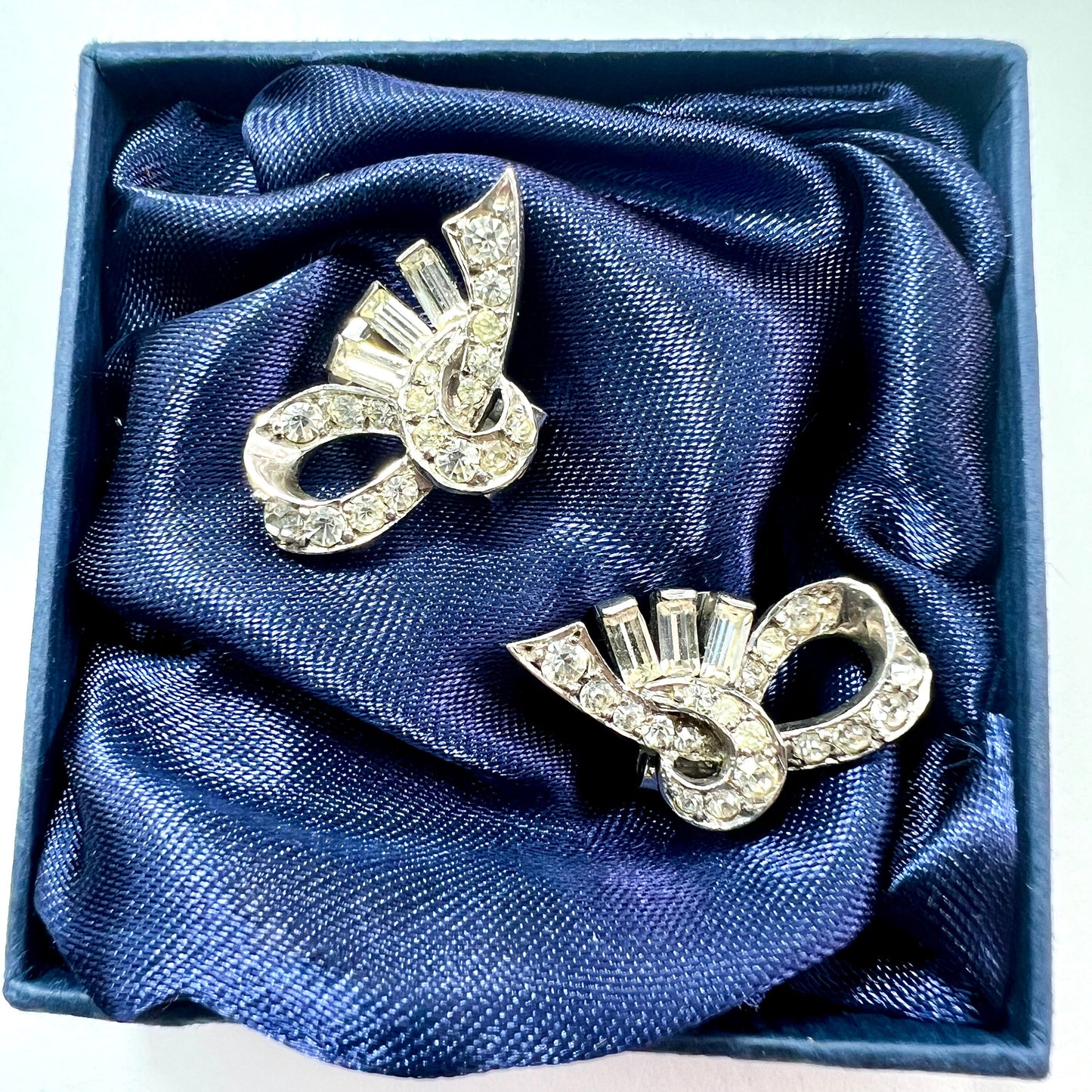 Art Deco Silver Ear Clips by Ciro
