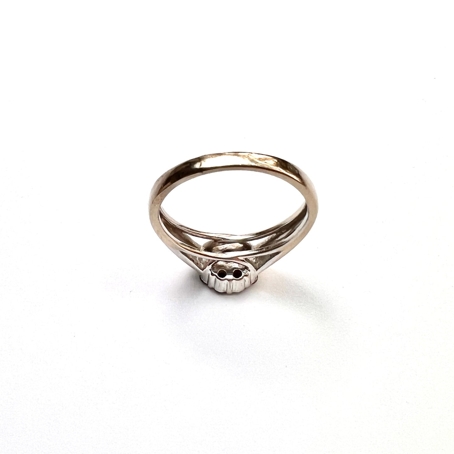 Vintage 18CT White Gold Fancy Blue and White Diamond Halo Ring