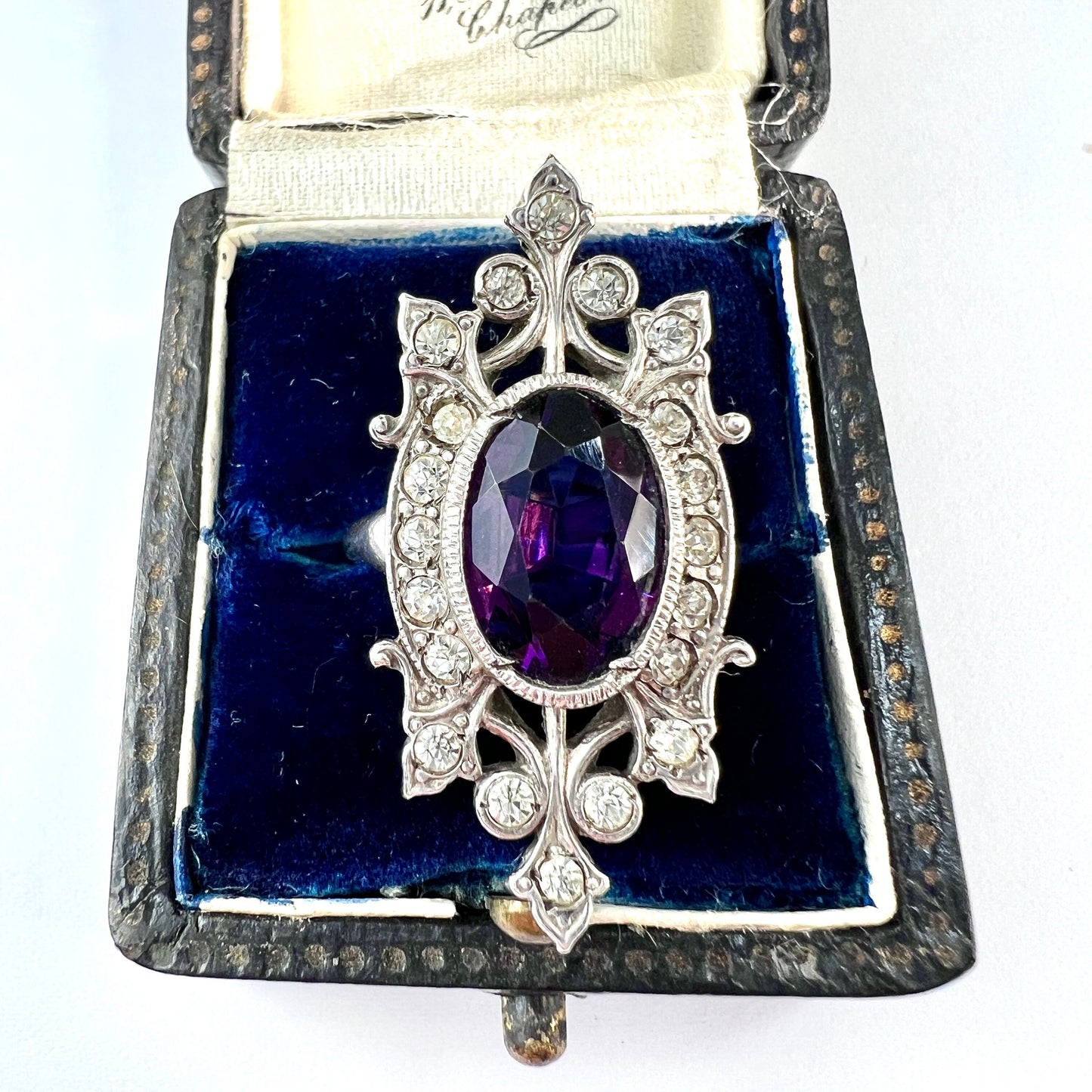 Victorian Silver Amethyst Paste Cocktail Ring